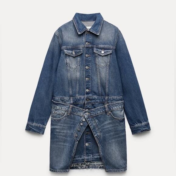 ZARA Layered Asymmetrical Denim Jean Dress - Picture 3 of 14